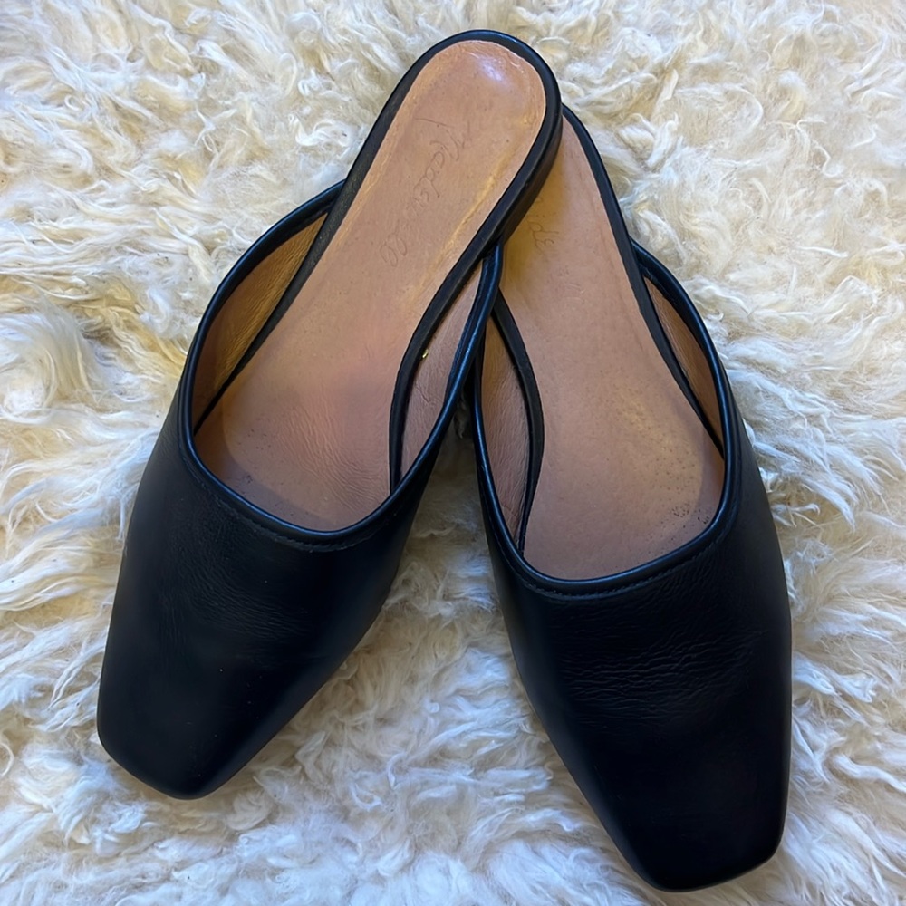 Madewell Black Leather Mules
